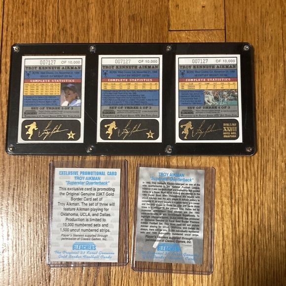 1993 Bleachers 23kt Gold Troy Aikman Card Set Limited Edition NFL - Picture 7 of 10